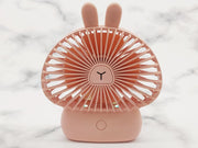 Mei's | Cooling Bunny Mushroom Fan | Draagbare ventilator / Mini Fan | Handventilator mobiele airco 3 snelheden | Oplaadbaar via USB incl. USB-kabel | kleurrijke sfeerlicht | roze