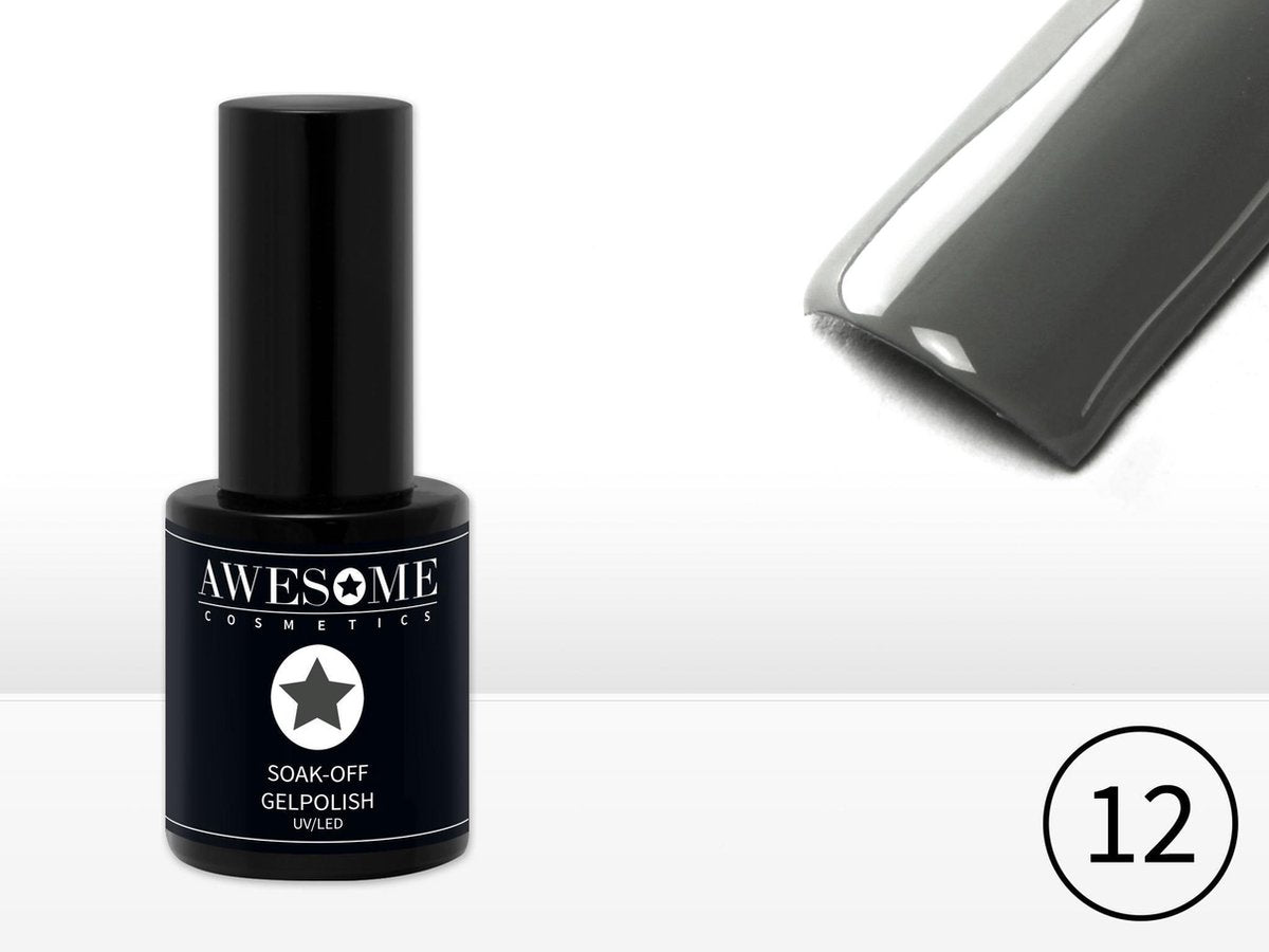 Awesome #12 Donker Grijs Gelpolish - Gellak - Gel nagellak - UV & LED