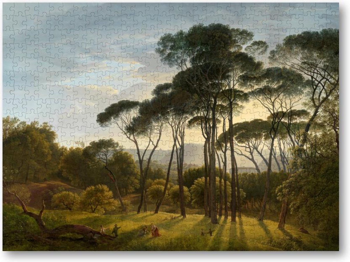 Italiaans landschap met parasoldennen te Rome - 500 Stukjes puzzel voor volwassenen - Hendrik Voogd - Meesterwerken