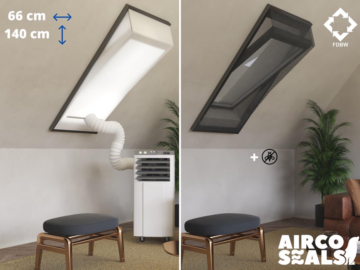 Raamafdichtingskit Mobiele Airco - Met Hor – 66 x 140 cm Velux FK08 Dakraam - Airco Slang Afsluiten – Velux Tuimelvenster Oplossing - Dakraam Afdichting