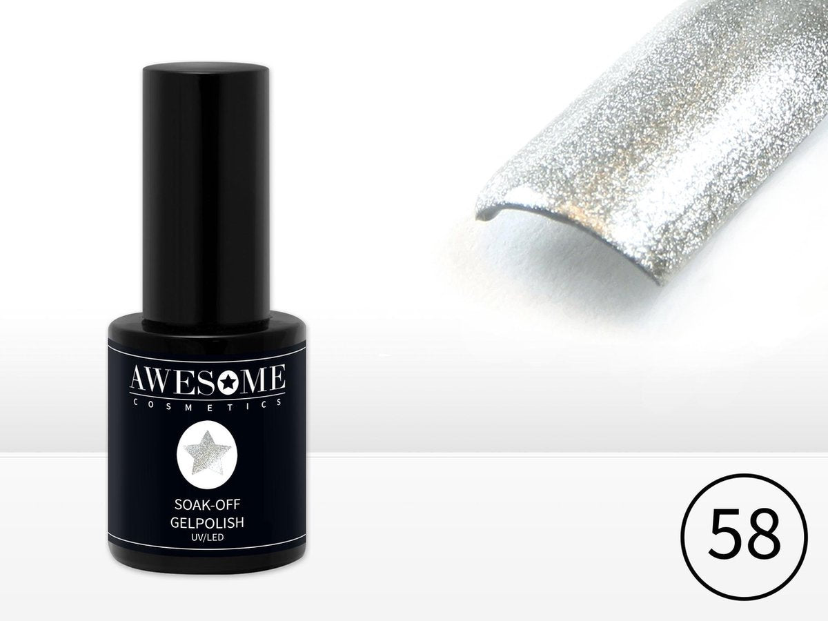 Awesome #58 Zilver Gelpolish - Gellak - Gel nagellak - UV & LED