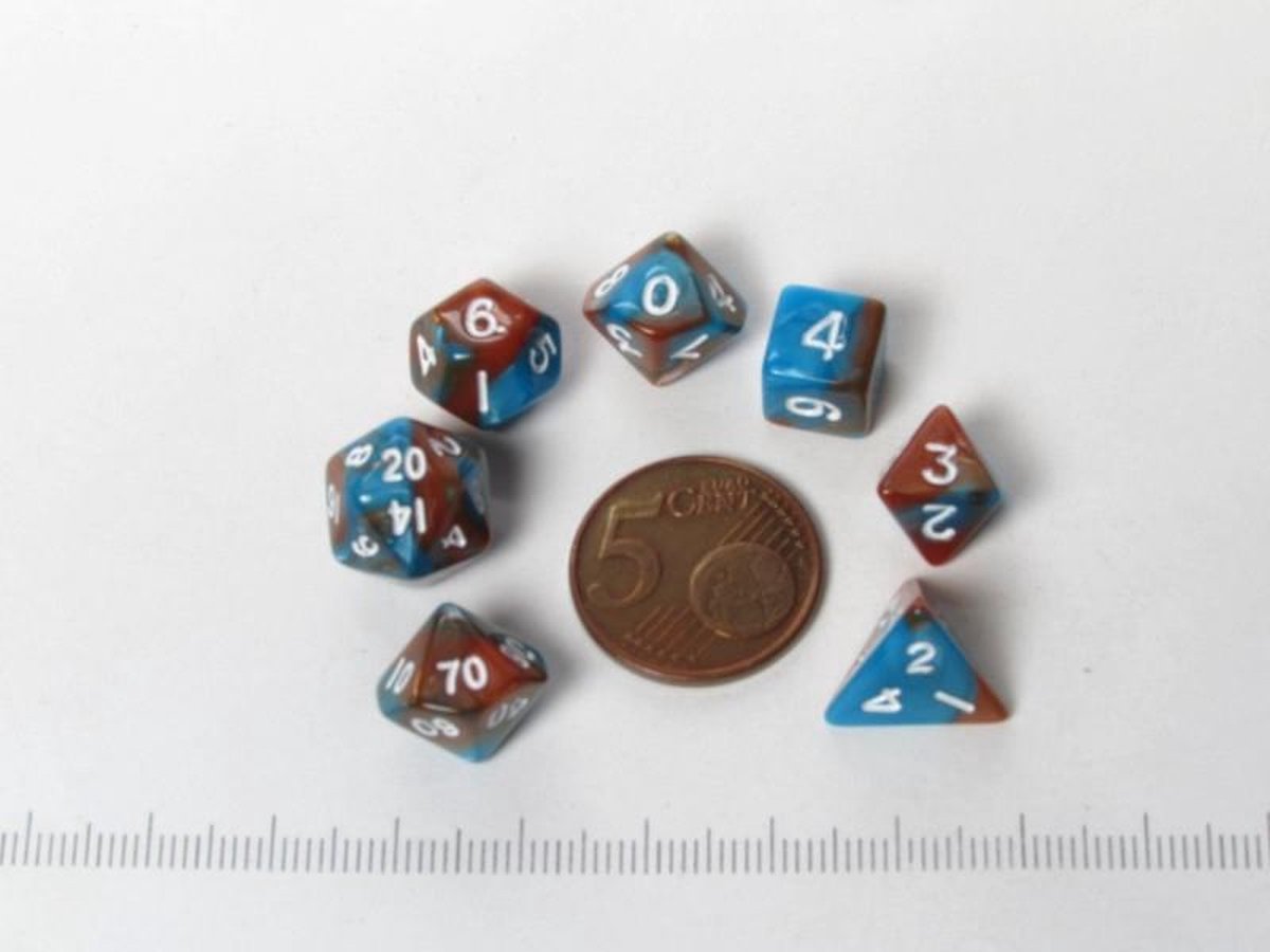 Fairydice Mini polydice set - Orange/Blue