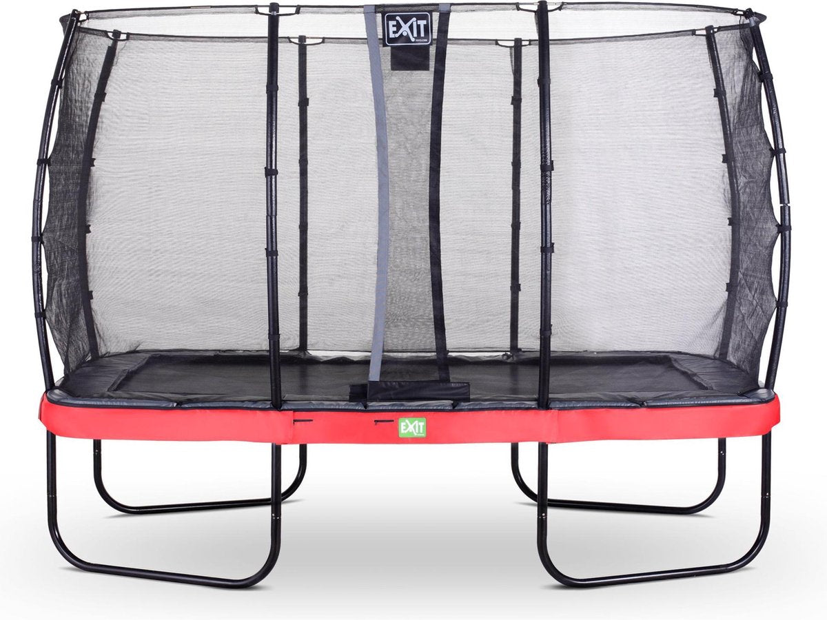 Trampoline EXIT Elegant Premium - 244x427cm - met net Deluxe - rood