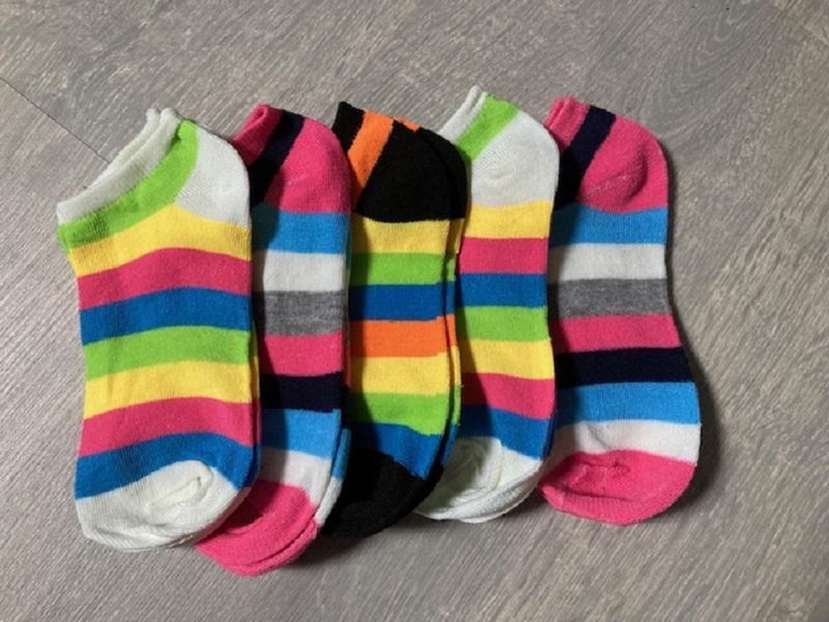 Kleurrijk set sokken - sokkenset van 5 paar - Enkelsokken - Unisex sokken - Multipack - Maat 36-41