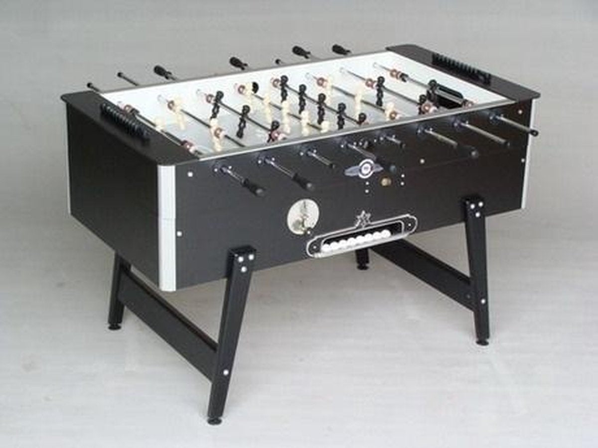 Deutscher Meister voetbaltafel Grande Luxe zwart met muntinworp. Gemonteerd- Speelklaar Geleverd
