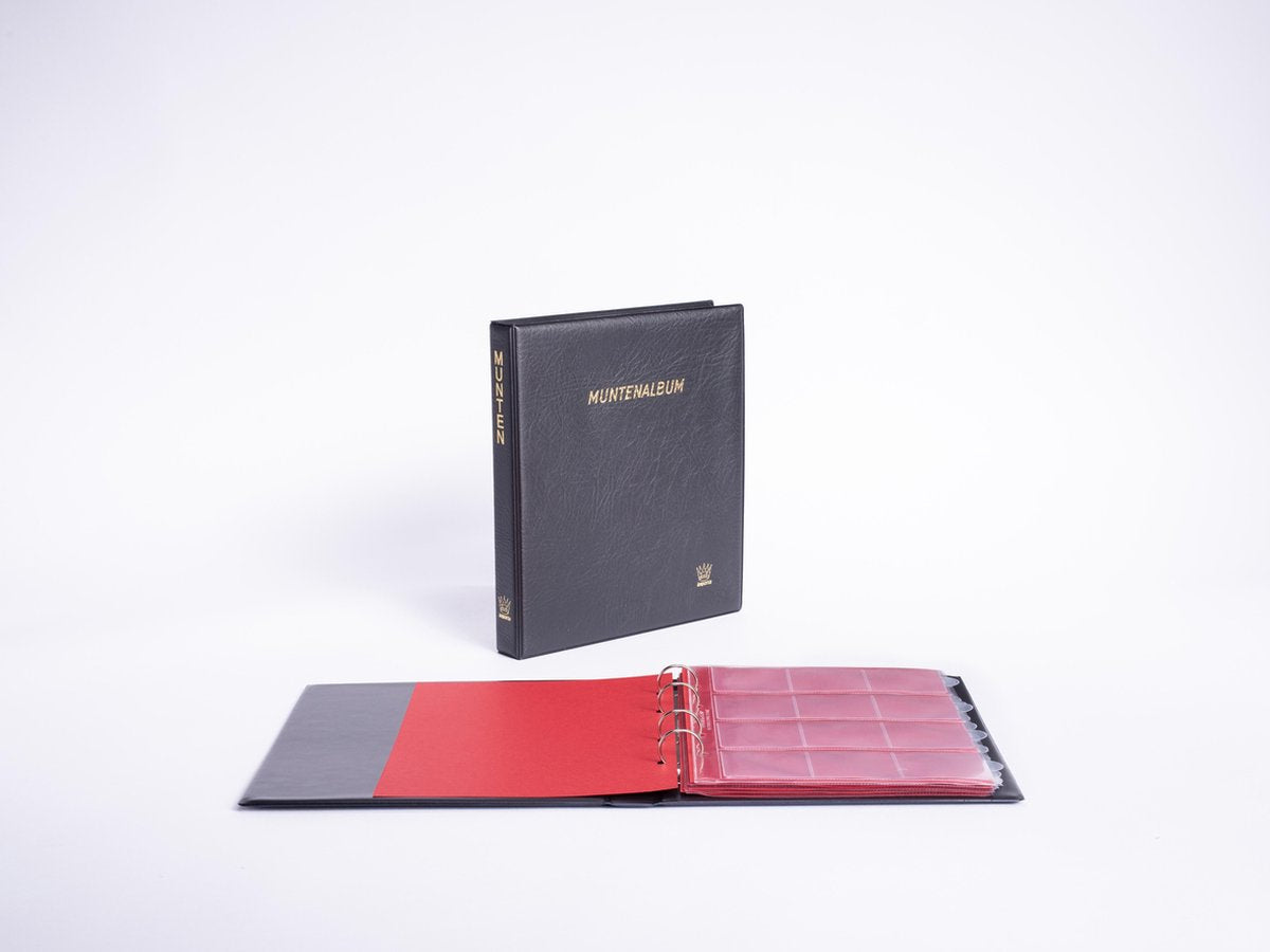 Importa POPULAIR Classic - Zwart Muntenalbum met goudopdruk – incl. 5 muntbladen en rode schutbladen