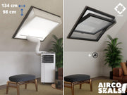 Raamafdichtingskit Mobiele Airco - Met Hor – 134 x 98  cm Velux UK04 | Fakro/Optilight 12 | Roto 13/09 - Airco Slang Afsluiten - Velux Tuimelvenster Oplossing - Dakraam Afdichting