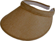 Klem zonneklep zonnepet met brede rand kleur donkergeel camel bruin maat one size