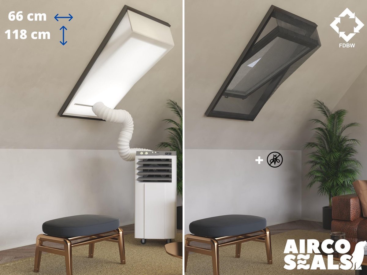 Raamafdichtingskit Mobiele Airco - Met Hor – 66 x 118 cm Velux FK06 Dakraam | Fakro/Optilight maatcode 04 | LuXtra F6A - Airco Slang Afsluiten – Tuimelvenster - Dakraam Afdichting