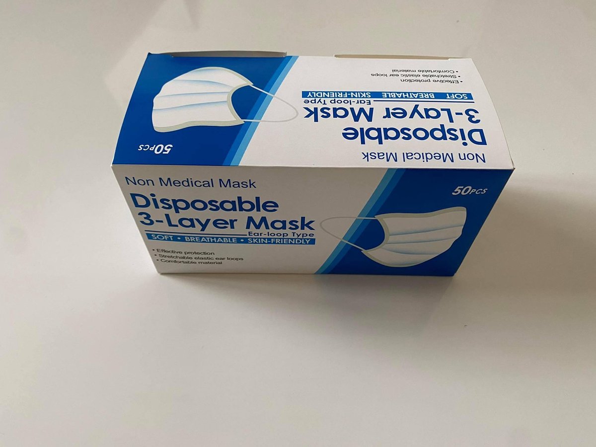 Prisma Mask HQ - Oorelastiek - 100 stuks 2x50 pak - Hoge Kwaliteit - Keurmerk - 3 Lagen - Tegen Hoesten en niesen - Mondkapje - Wegwerp masker - Met Neusklip - Geen irritatie - Non Medical - Niet Medisch - High Quality - Gratis Verzending