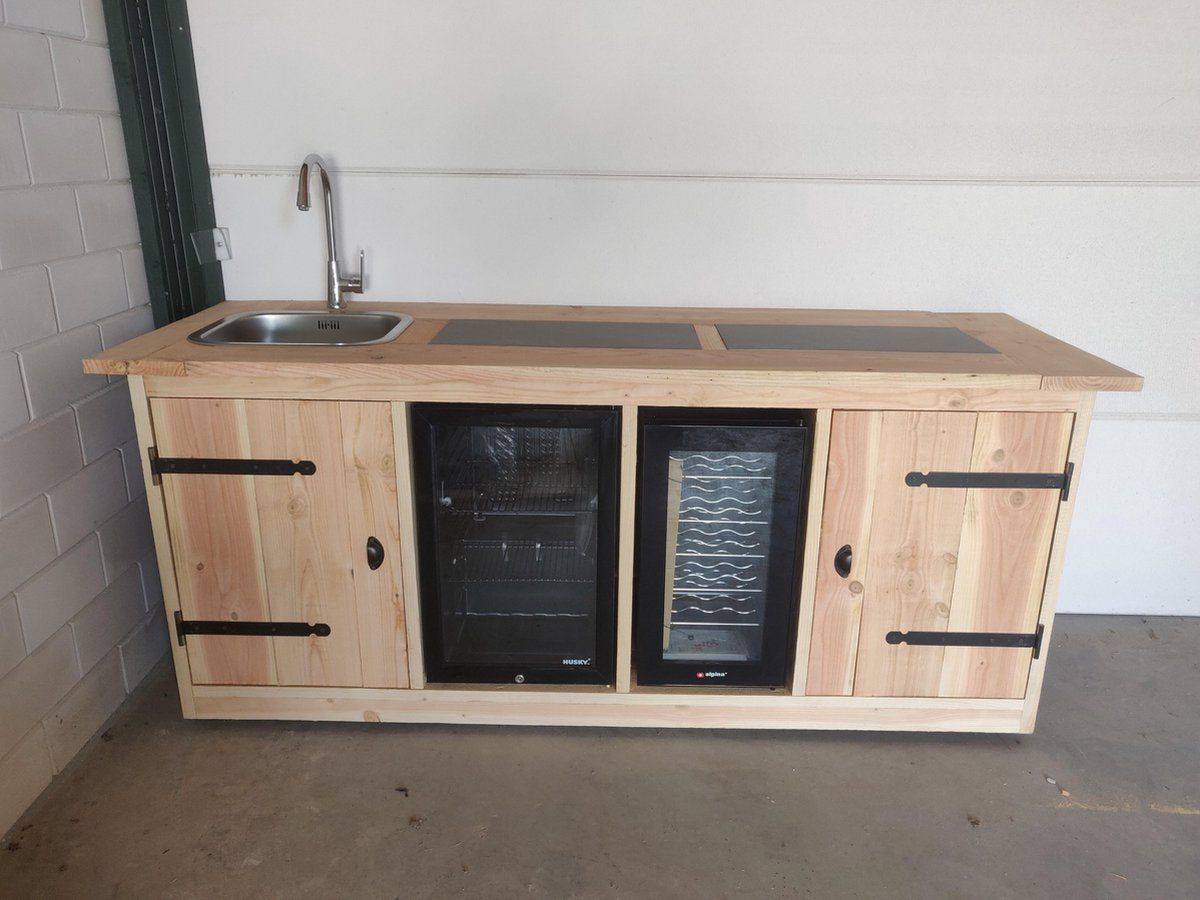 Buitenkeuken - Alaska- Koelkast 68 liter - Wijnkoeling 50 liter - Douglas hout