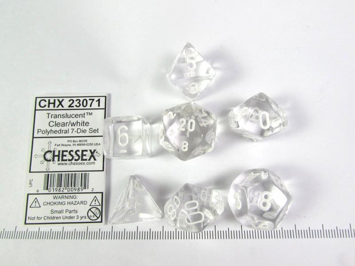 Chessex Translucent Clear w/white polydice set
