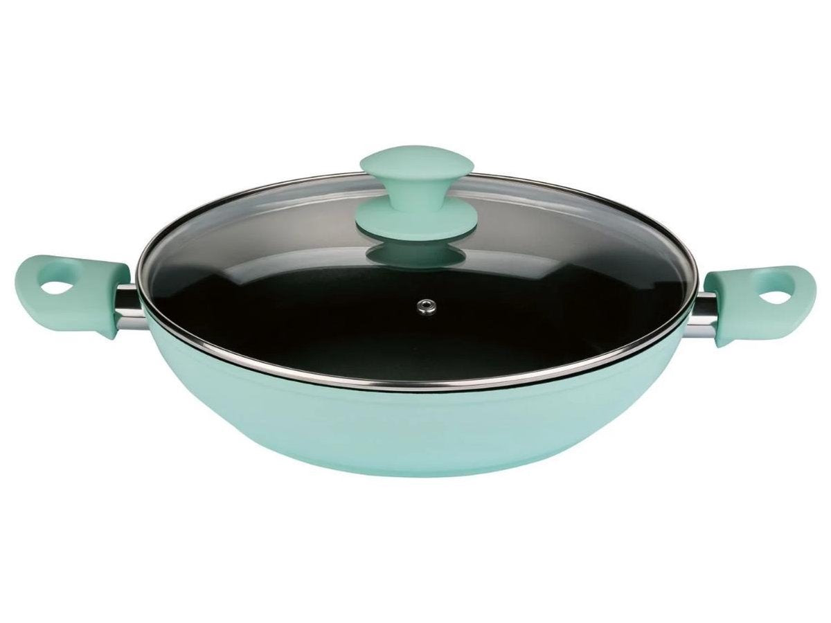 Ernesto Aluminium serveerpan Ø28 cm  - Grote hapjespan met innovatieve ILAG® Ultimate HL anti-aanbaklaag met keramisch versterkte coating - Blauw