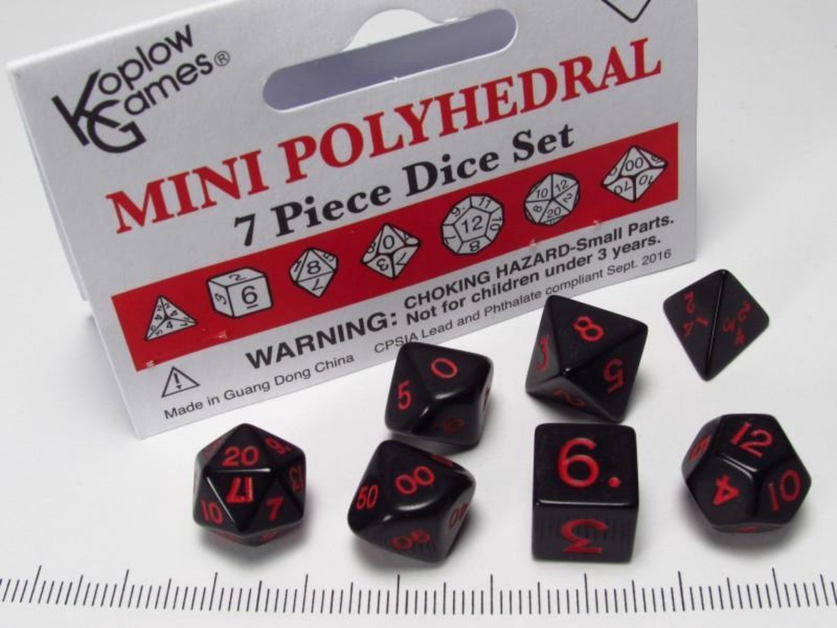 Mini Polydice set Zwart met rood