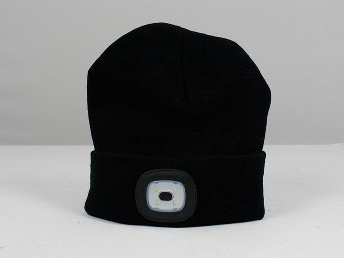 Warme Muts met LED verlichting Unisex - Zwart - One Size