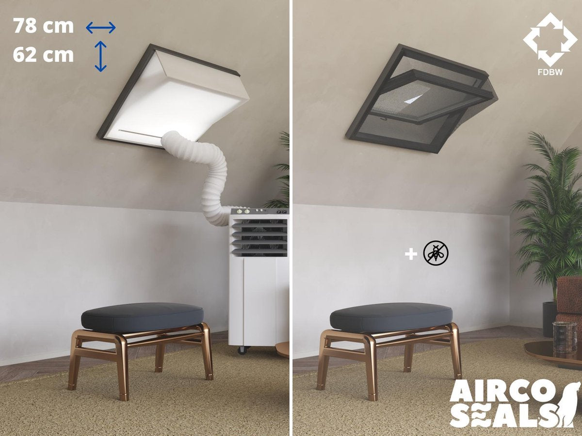 Raamafdichtingskit Mobiele Airco - Met Hor – 78 x 62 cm Velux MK27 | Fakro/Optilight 33 -  Dakraam - Airco Slang Afsluiten – Velux Tuimelvenster Oplossing - Dakraam Afdichting
