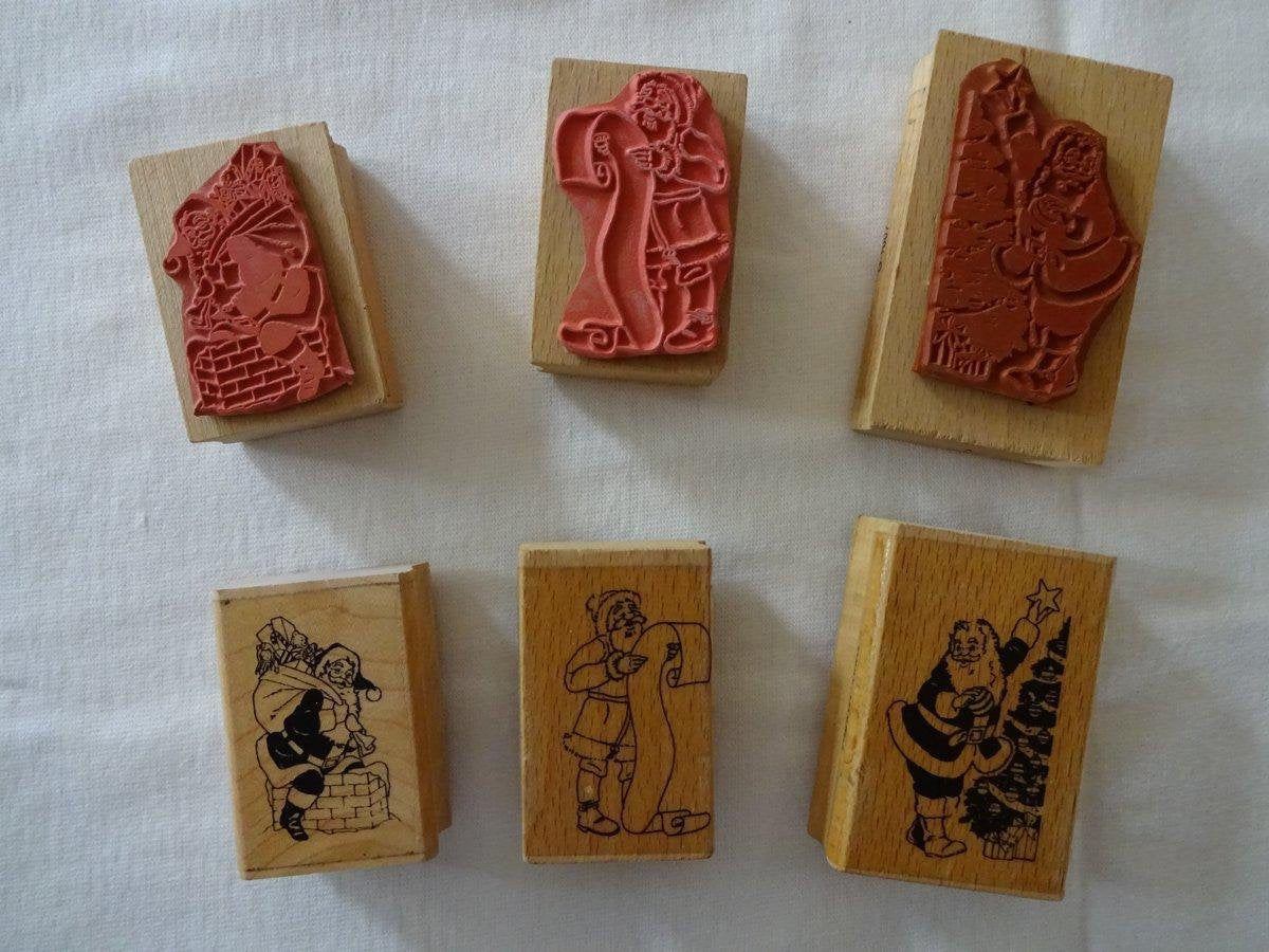 HOUTEN STEMPELS. 3 X KERSTMAN