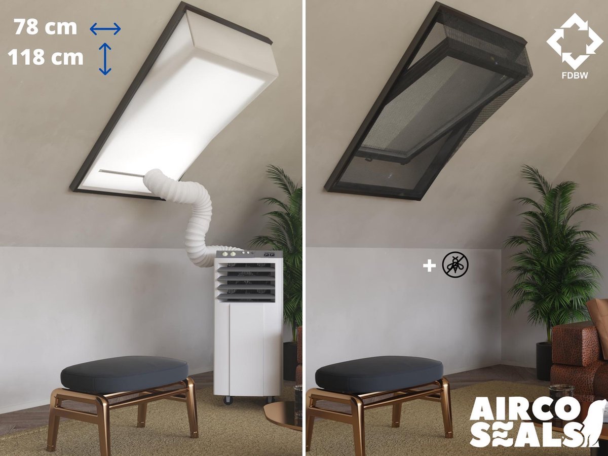 Raamafdichtingskit Mobiele Airco - Met Hor – 78 x 118 cm Velux MK06 | Fakro/Optilight 06 -  LuXtra M6A - Airco Slang Afsluiten – Tuimelvenster - Dakraam Afdichting