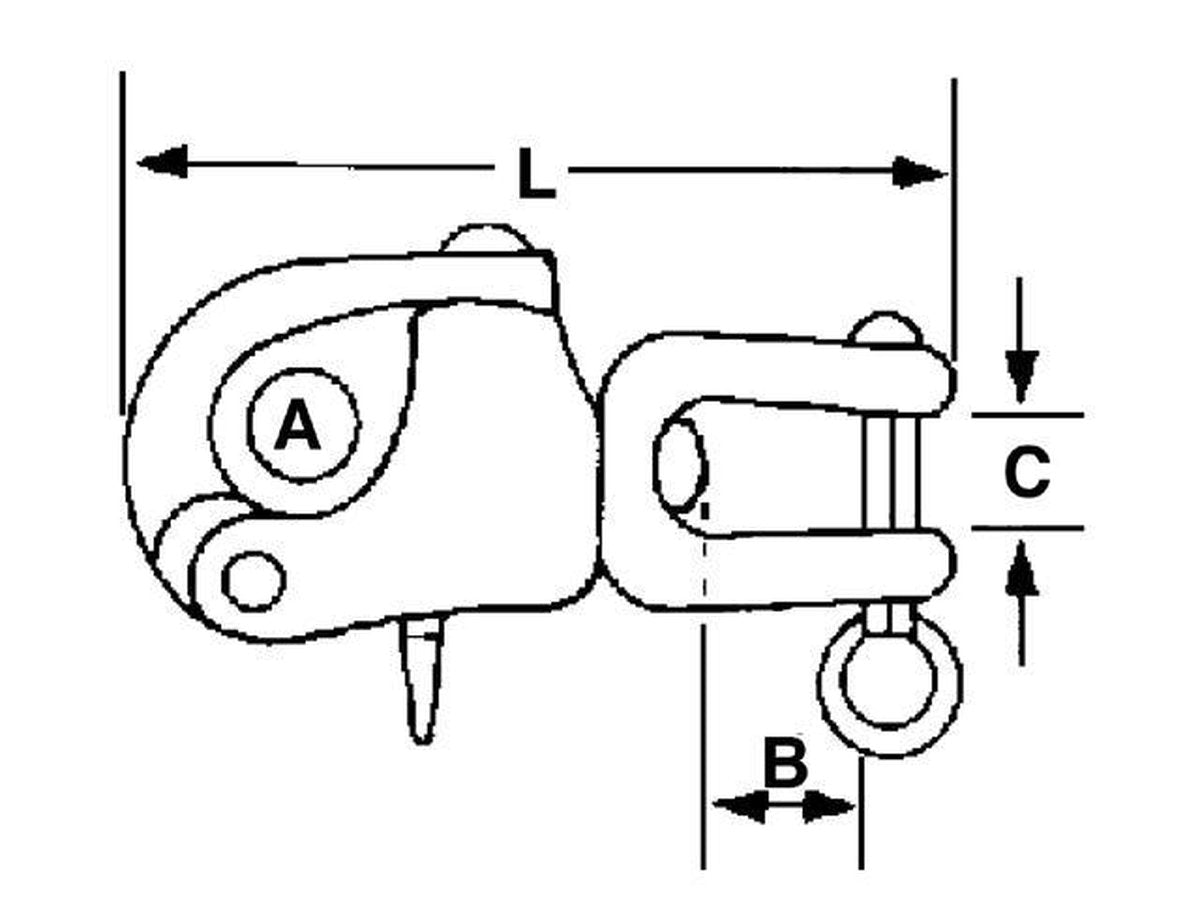 Talamex Snapsluiting wartelgaffel 128MM