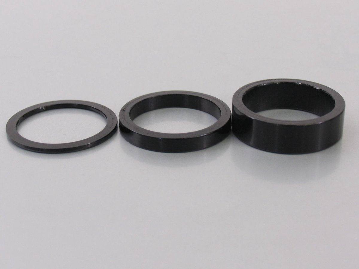 Balhoofd spacerset 1-1/8 (ø28.6) 3-delig 2/5/10mm Zwart