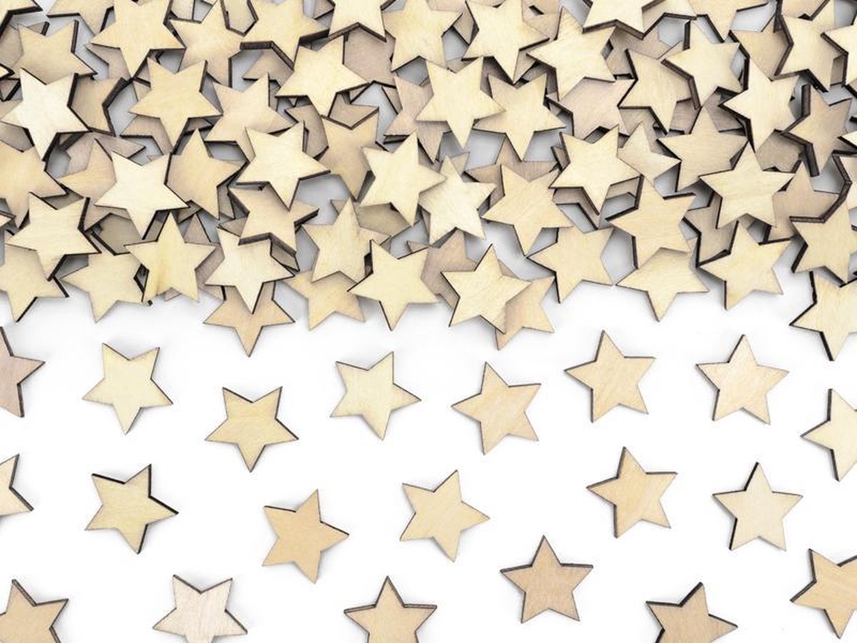 Houten sterretjes tafelconfetti 50 stuks