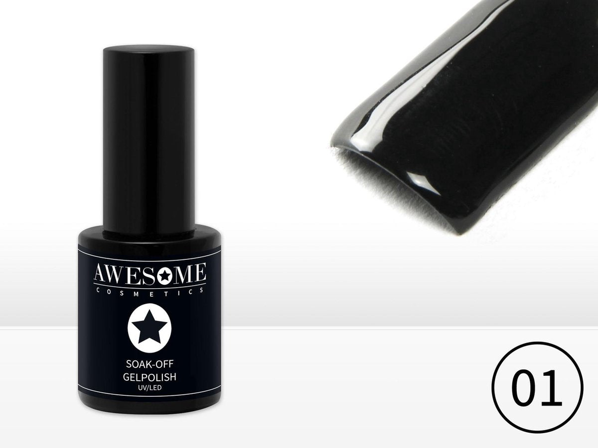 Awesome #01 Zwart Gelpolish - Gellak - Gel nagellak - UV & LED