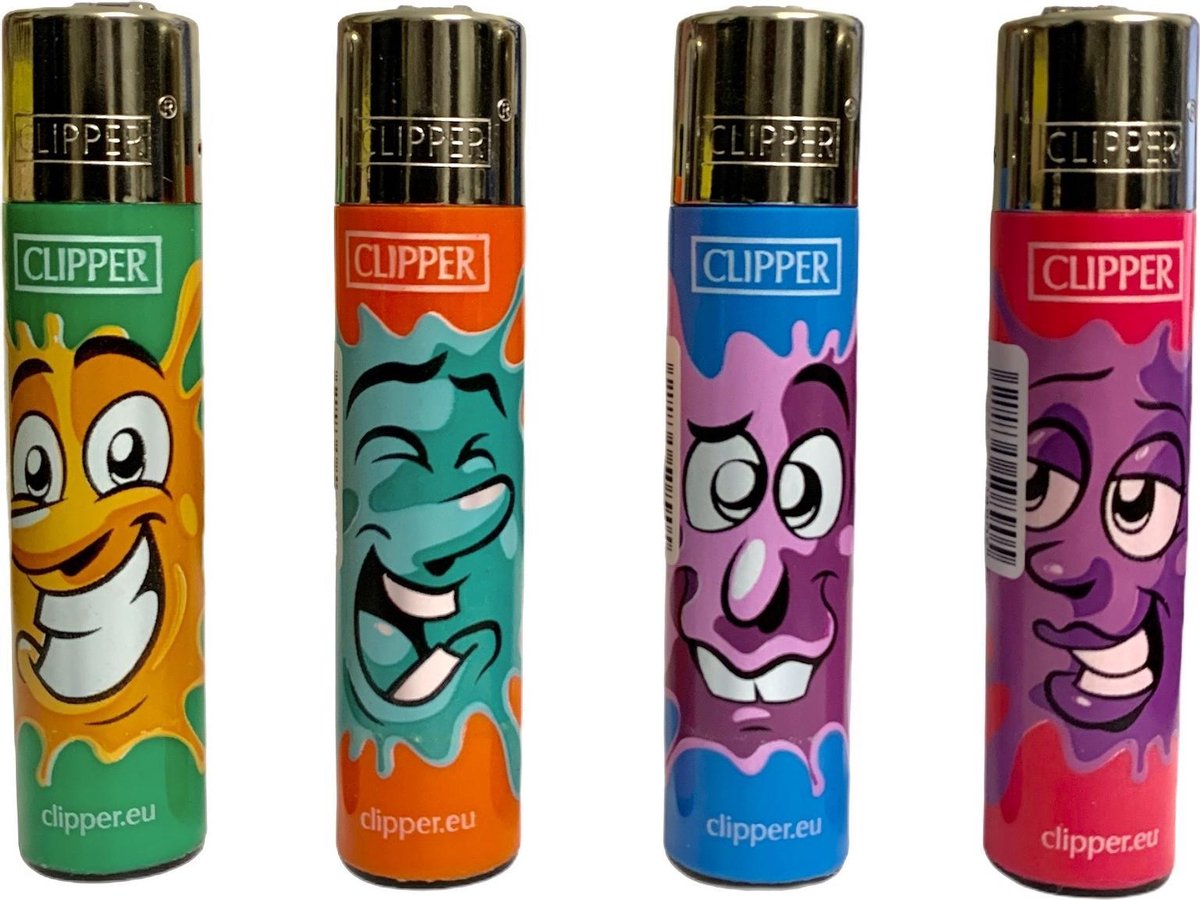 Clipper Aansteker - Splash Faces - 4 stuks