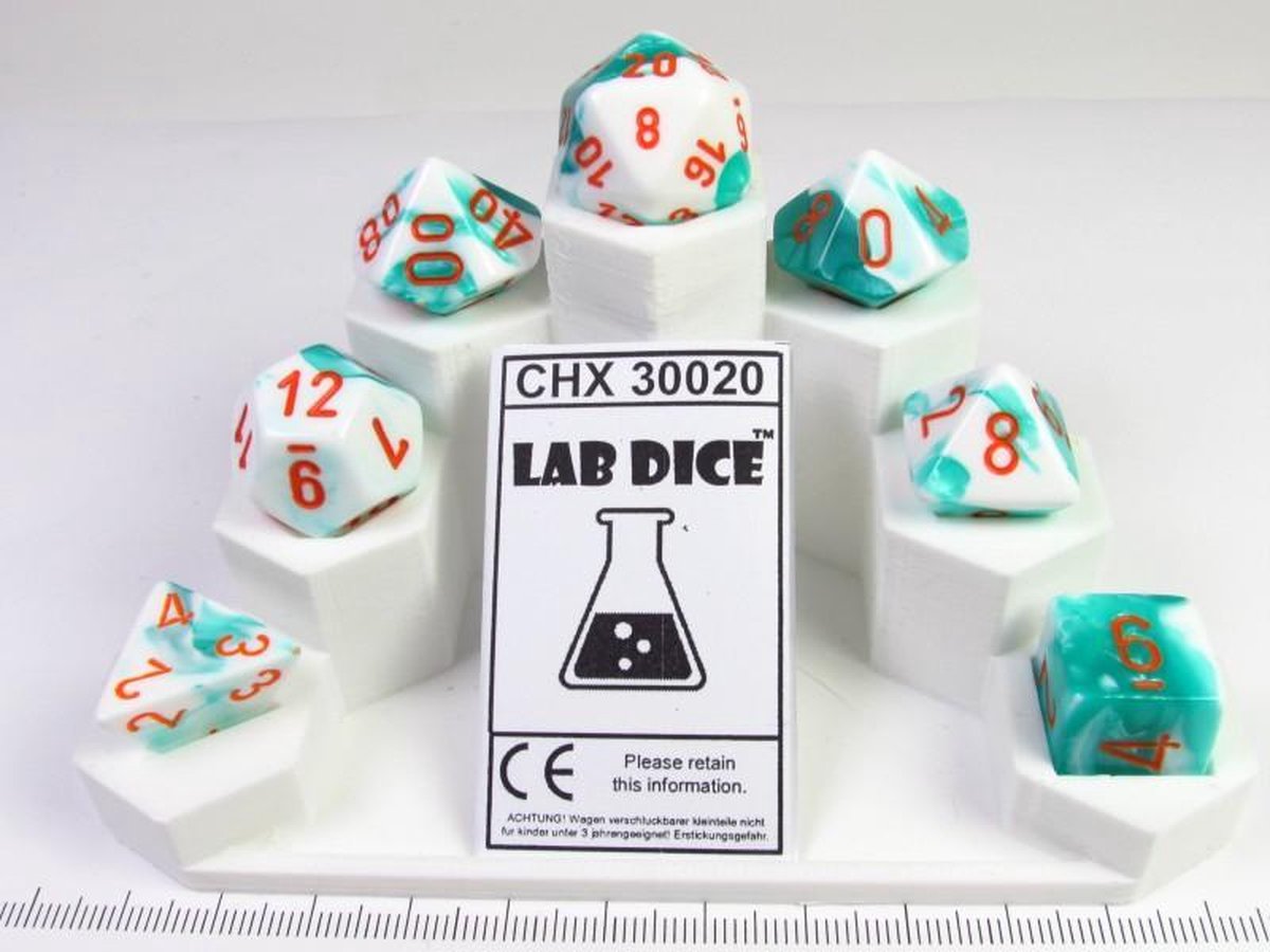 Gemini Mint Green-White w/orange polydice set