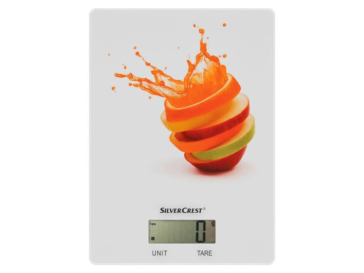 Silvercrest Keukenweegschaal - Deze weegschaal in leuk Fruit design is onmisbaar in de keuken - Nauwkeurigheid: tot 5 kg op de gram nauwkeurig - Ook geschikt als brief- of pakketweegschaal