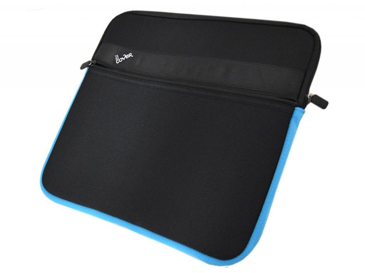 Stevige Laptop Sleeve 13.3 inch (13 inch tot 14 inch) - Neopreen laptophoes - Zwart/ Blauw