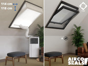 Raamafdichtingskit Mobiele Airco - Met Hor – 114 x 118 cm Velux SK06 | Fakro/Optilight 10 | LuXtra SK6A | Roto 11/11 - Airco Slang Afsluiten - Tuimelvenster Oplossing - Dakraam Afdichting