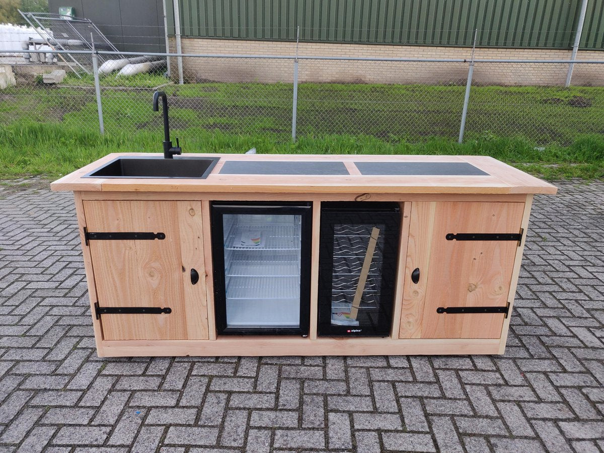 Buitenkeuken "Munchen" - buitenkeukendeal - koelkast 68 liter - wijnkoeling 50 liter - wasbak - kraan