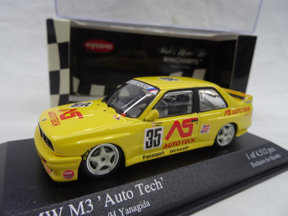 BMW M3 'Auto Tech' JTCC 1988 1:43 Kyosho / Minichamps Geel 433 882035