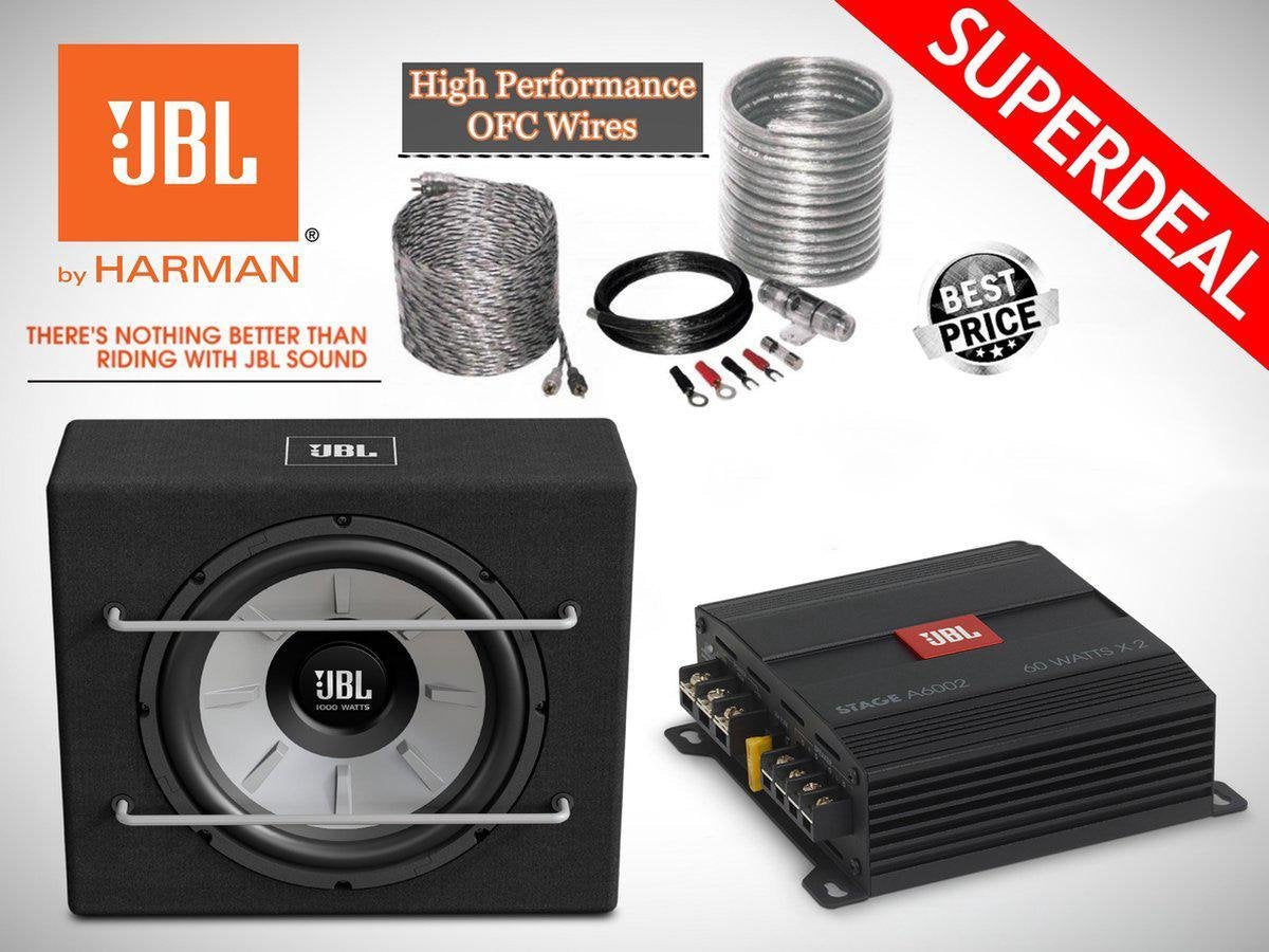 1000W JBL Subwoofer + JBL A6002 Versterker + 10mm2  kabelset compleet