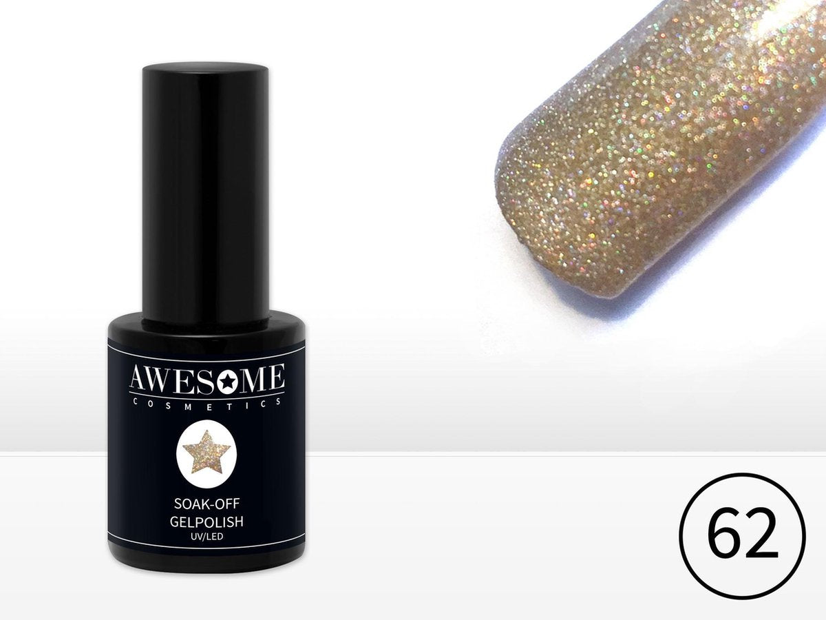 Awesome #62 Champagne Multi glitter Gelpolish - Gellak - Gel nagellak - UV & LED
