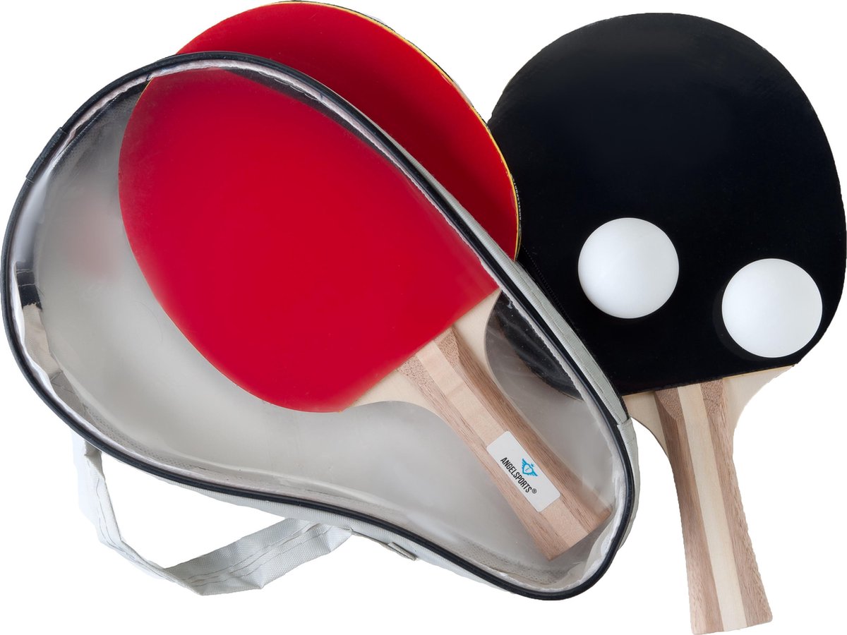 Engelhart Tafeltennis set 2x3 ster bat met 2 ballen 40 mm in tas met rits | table tennis | 2x3 star bats