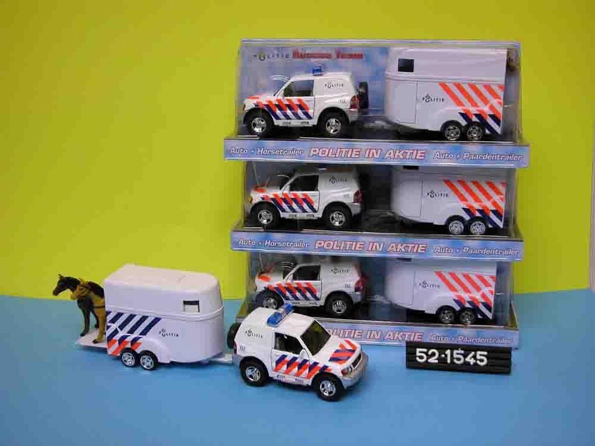 Auto 2-Play politieauto met paardentrailer