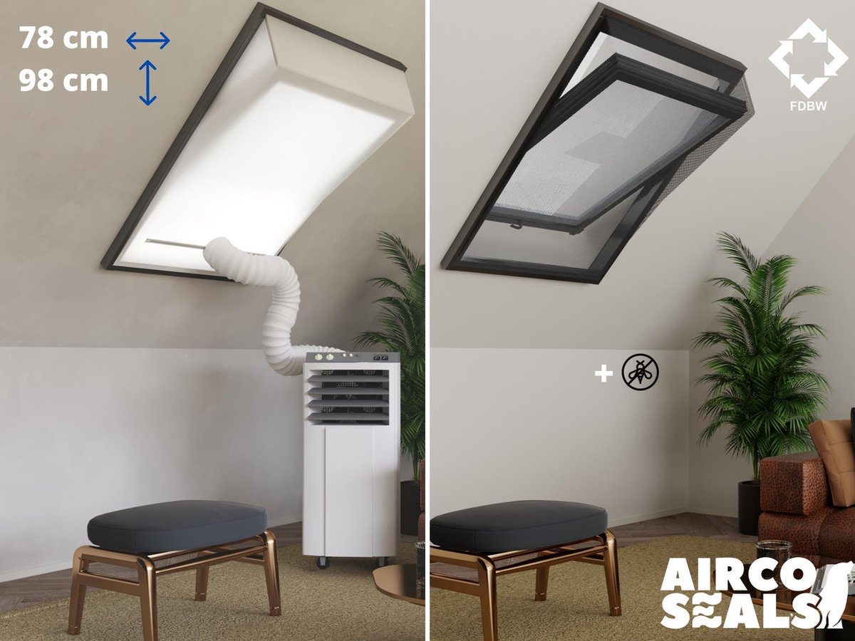 Raamafdichtingskit Mobiele Airco - Met Hor – 78 x 98 cm Velux MK04 | Fakro/Optilight 05 -  Dakraam - Airco Slang Afsluiten – Velux Tuimelvenster Oplossing - Dakraam Afdichting