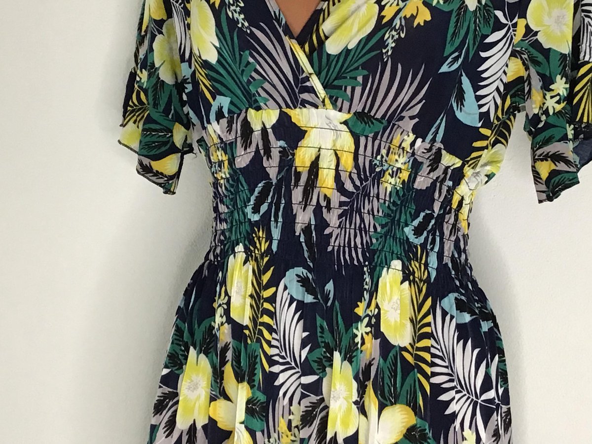 Dames Lange Jurk - Korte Mouw - Met Bloemenprint - Maat 36-42
