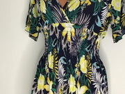 Dames Lange Jurk - Korte Mouw - Met Bloemenprint - Maat 36-42