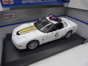 Maisto CHEVROLET CORVETTE Z06 POLICE 2001 Wit/goud/zwart schaalmodel 1:18