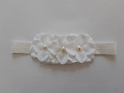 Le Sjalerie Haarband kids met bloemen en parels Wit Hoofdband
