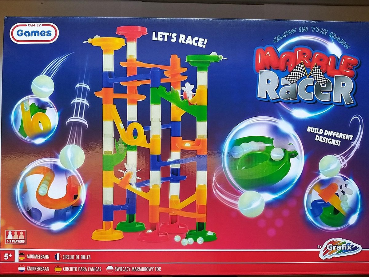 Grafix - Knikkerbaan - Glow in the Dark - Marble Racer - 80-delig