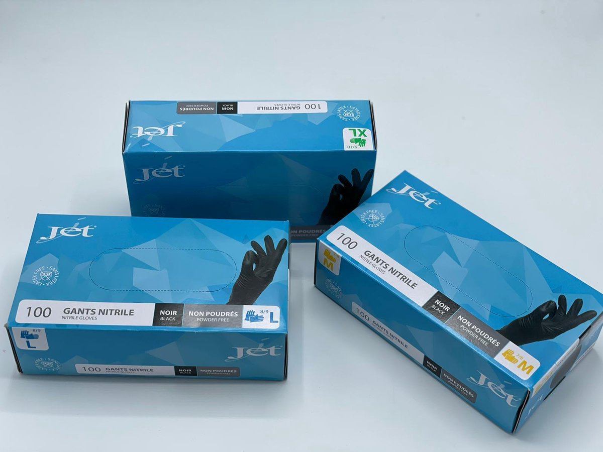 Medische Wegwerp Handschoenen - 100 STUKS - Categorie 3 - Soft-Nitril - Poedervrij - Latex Vrij - ZWART - MAAT L