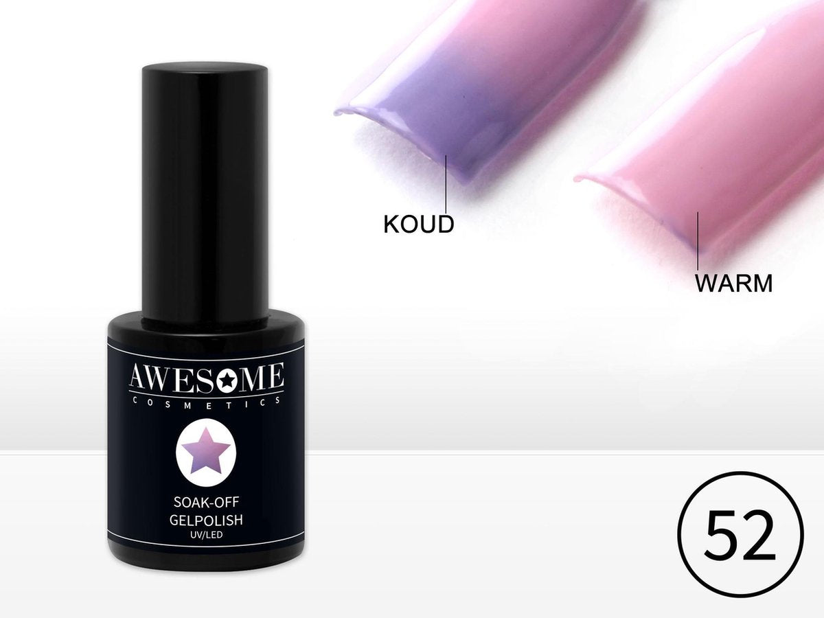 Awesome #52 Thermo Gelpolish Lila - Baby Roze - Thermo Gellak - Thermo Gel nagellak - UV & LED