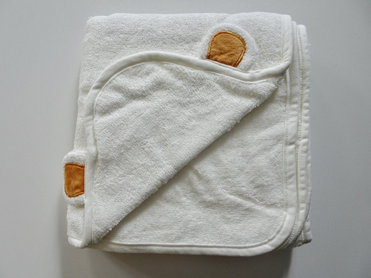 Bamboe badcape beertje bruin - extra groot 90 x 90 - Eco-vriendelijk van Baby-Slofje.nl