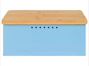 ERNESTO® Broodtrommel Blauw - Vershoudsdoos -  BPA - Vrij - Stevige broodtrommel van metaal met een deksel van bamboe