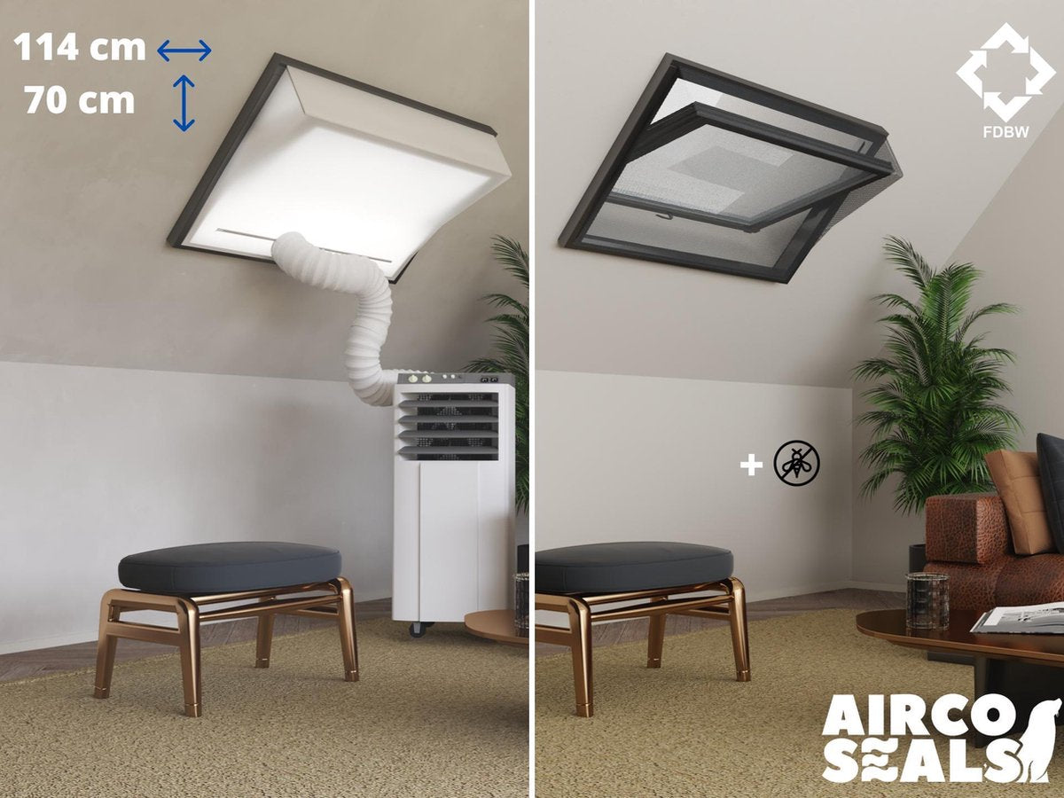 Raamafdichtingskit Mobiele Airco - Met Hor – 114 x 70 cm Velux SK01 - Airco Slang Afsluiten - Velux Tuimelvenster Oplossing - Dakraam Afdichting