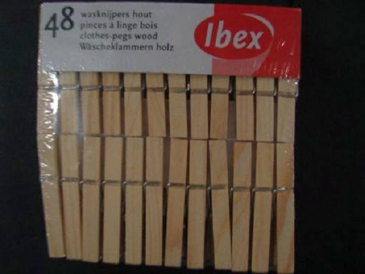 Ibex wasknijpers hout 5x48st.