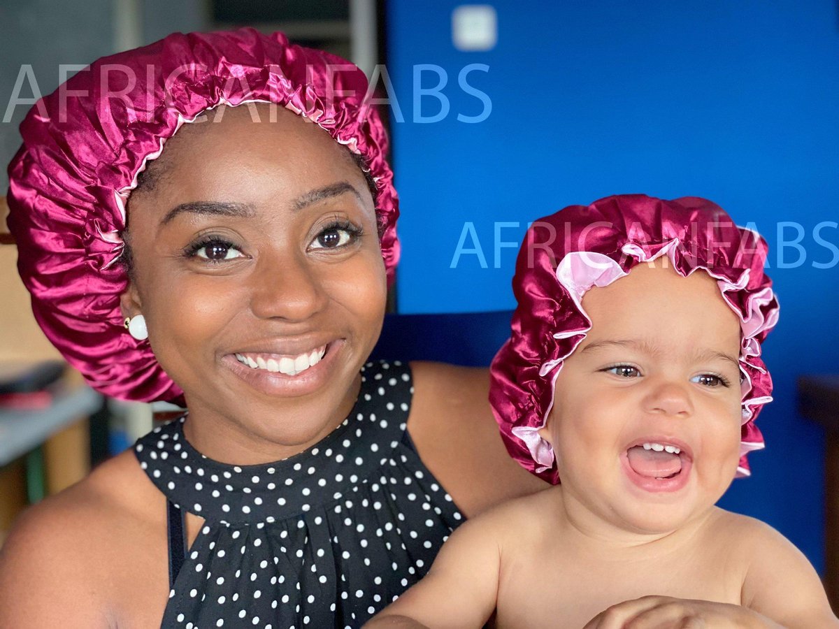 Afabs® Rode Satijnen Slaapmuts (Moeder + Dochter / Mommy & Me ) Kinder Hair Bonnet / Haar bonnet van Satijn / Satin bonnet